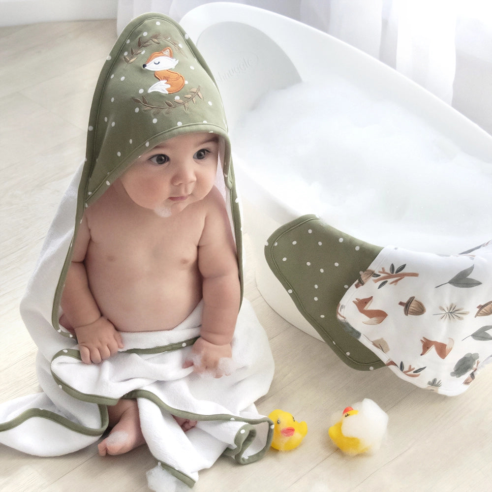 Living Textiles Hooded Towel - Forest Retreat - Tiny Tots Baby Store 