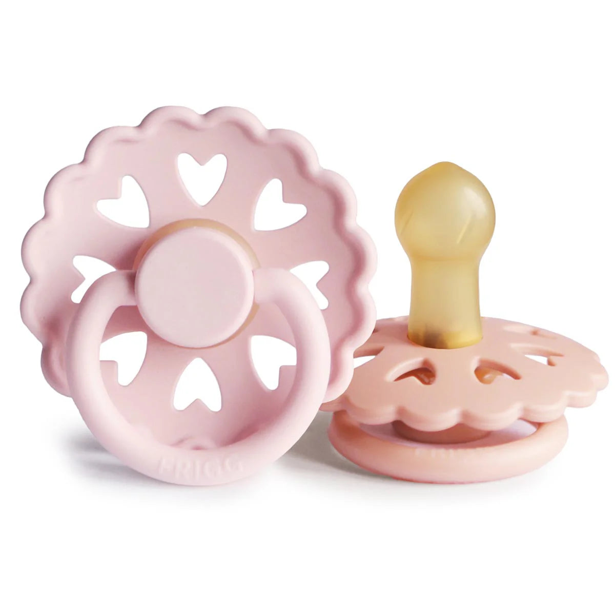 FRIGG Fairytale Pacifier 2 Pack LATEX White Lilac and Pretty in Peach - Tiny Tots Baby Store 