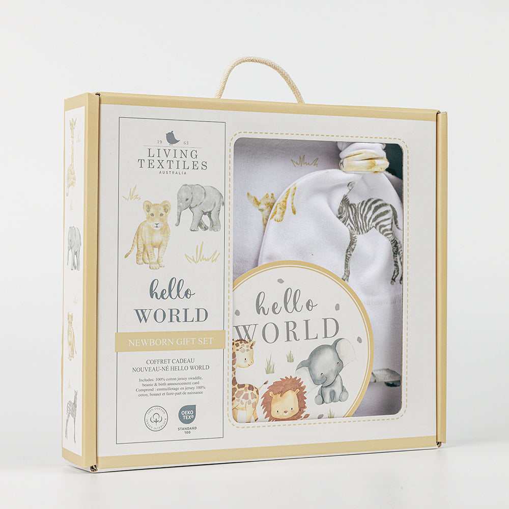 Living Textiles Hello World Gift Set -Savanna Babis - Tiny Tots Baby Store 