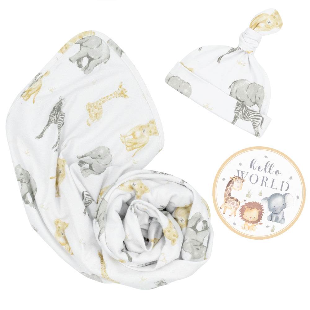 Living Textiles Hello World Gift Set -Savanna Babis - Tiny Tots Baby Store 