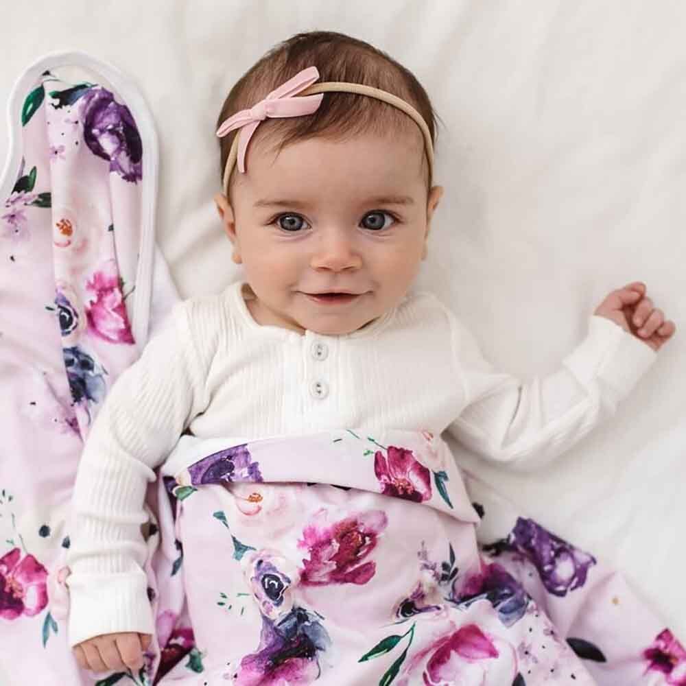 Snuggle Hunny Rose Pink Velvet Bow - Tiny Tots Baby Store 