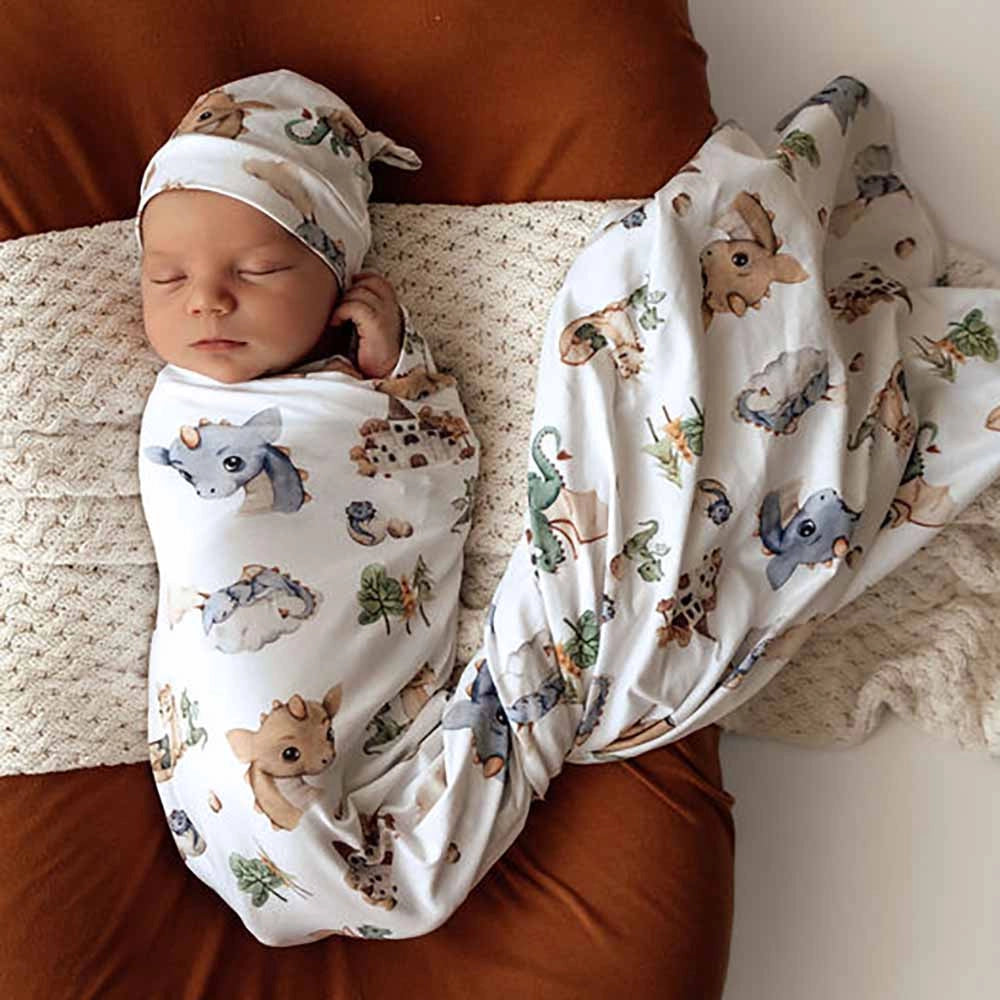 Snuggle Hunny Dragon Organic Jersey Wrap & Beanie Set