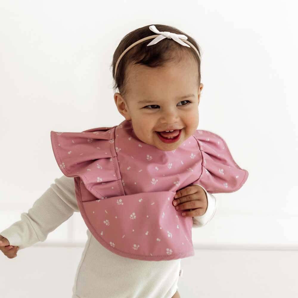 Snuggle Hunny - Pink Fleur Frill Snuggle Bib - Tiny Tots Baby Store 