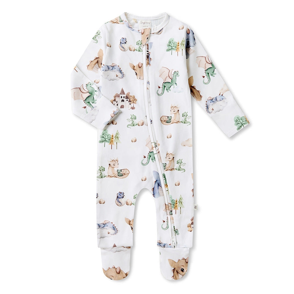 Snuggle Hunny Dragon Organic Snuggle Sleepsuit Zip Footie - Tiny Tots Baby Store 