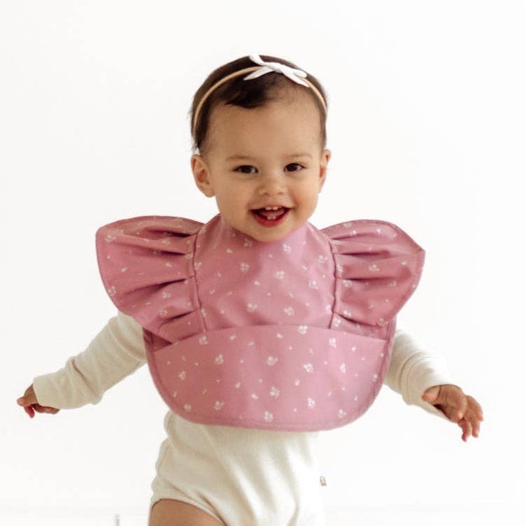 Snuggle Hunny - Pink Fleur Frill Snuggle Bib - Tiny Tots Baby Store 