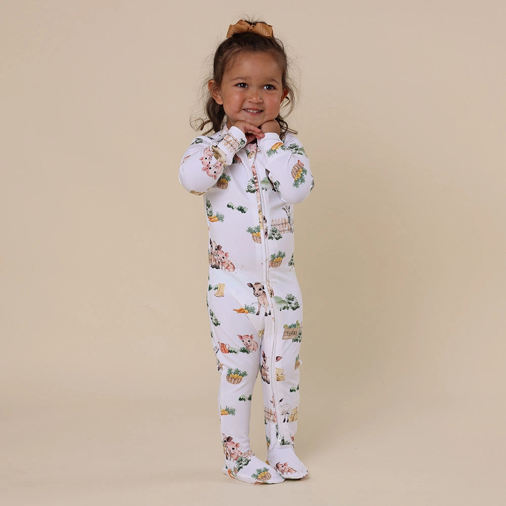 Snuggle Hunny Farm Organic Snuggle Sleepsuit Zip Footie - Tiny Tots Baby Store 