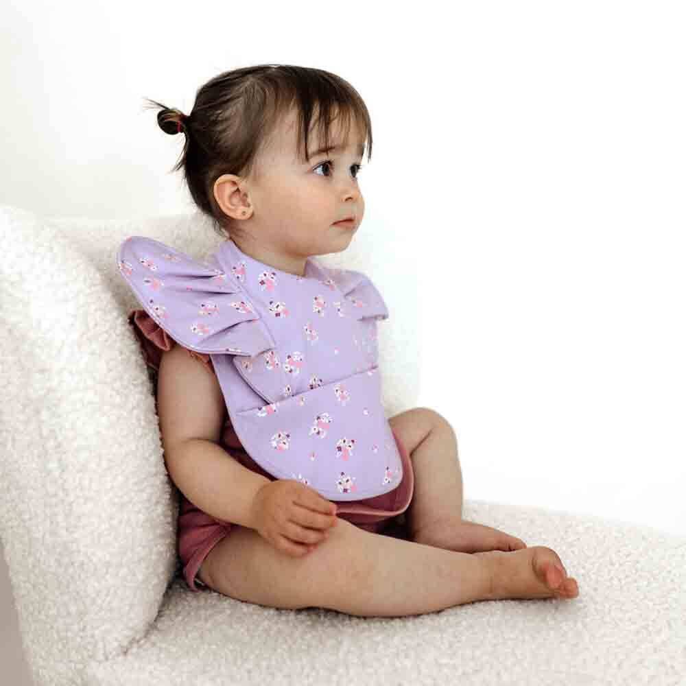 Snuggle Hunny Lilac Bloom Frill Snuggle Bib - Tiny Tots Baby Store 