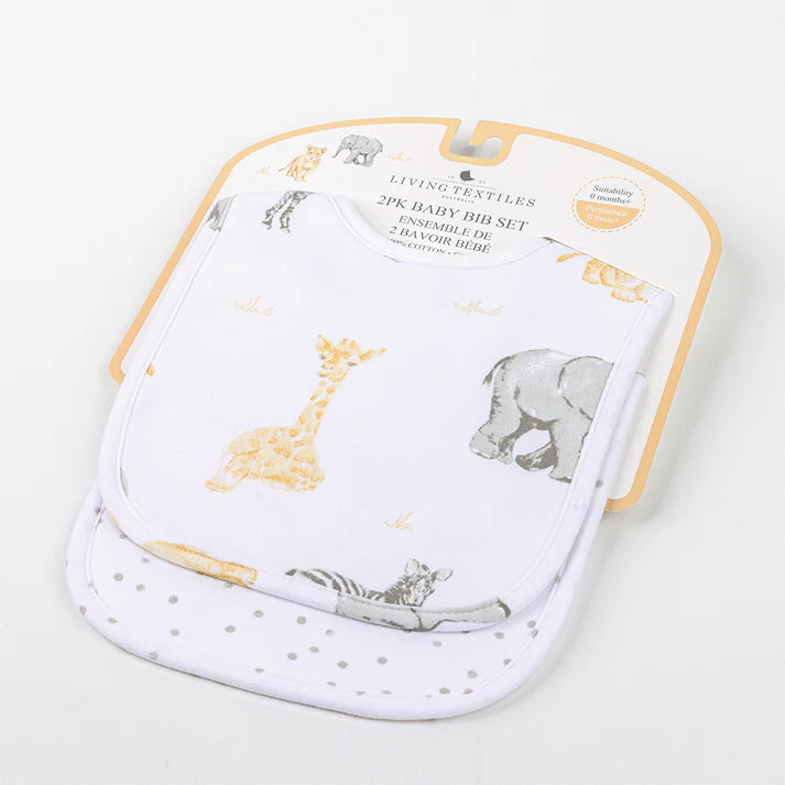 Living Textiles 2pk Bibs - Savana Babies - Tiny Tots Baby Store 