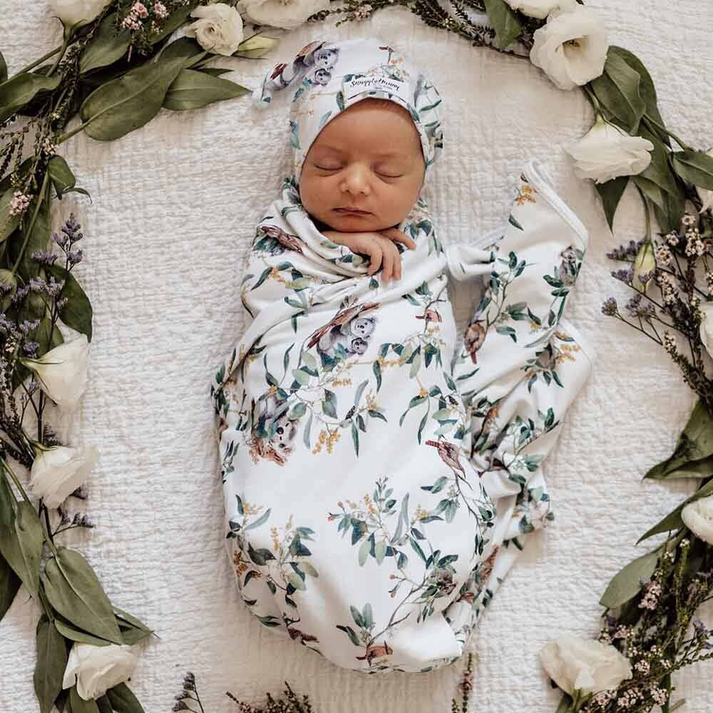 Eucalypt Baby Jersey Wrap & Beanie Set - Tiny Tots Baby Store 