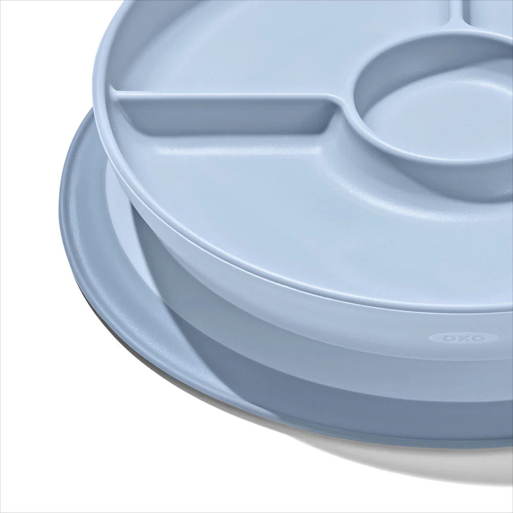 OXO Tot Stick & Stay Suction Divided Plate - Dusk - Tiny Tots Baby Store 