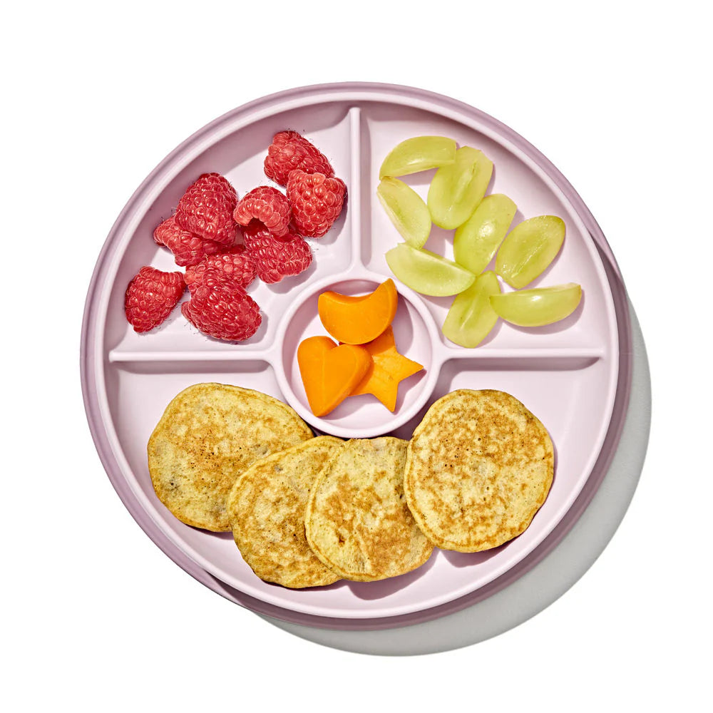 OXO Tot Stick & Stay Suction Divided Plate - Blossom - Tiny Tots Baby Store 