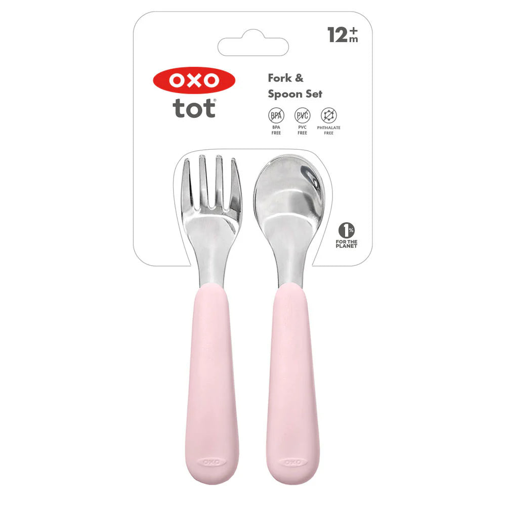 OXO Tot Fork & Spoon Set -Blossom - Tiny Tots Baby Store 