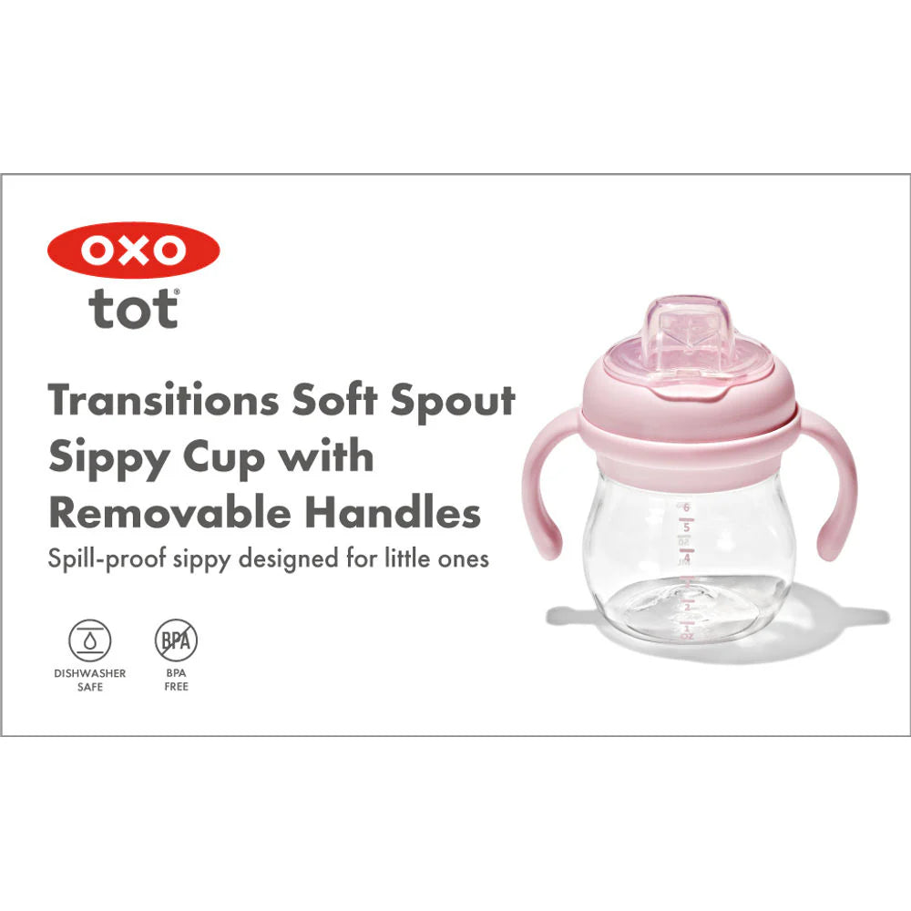 OXO Tot Transitions Soft Spout Sippy Cup With Removable Handles 6oz - Blossom