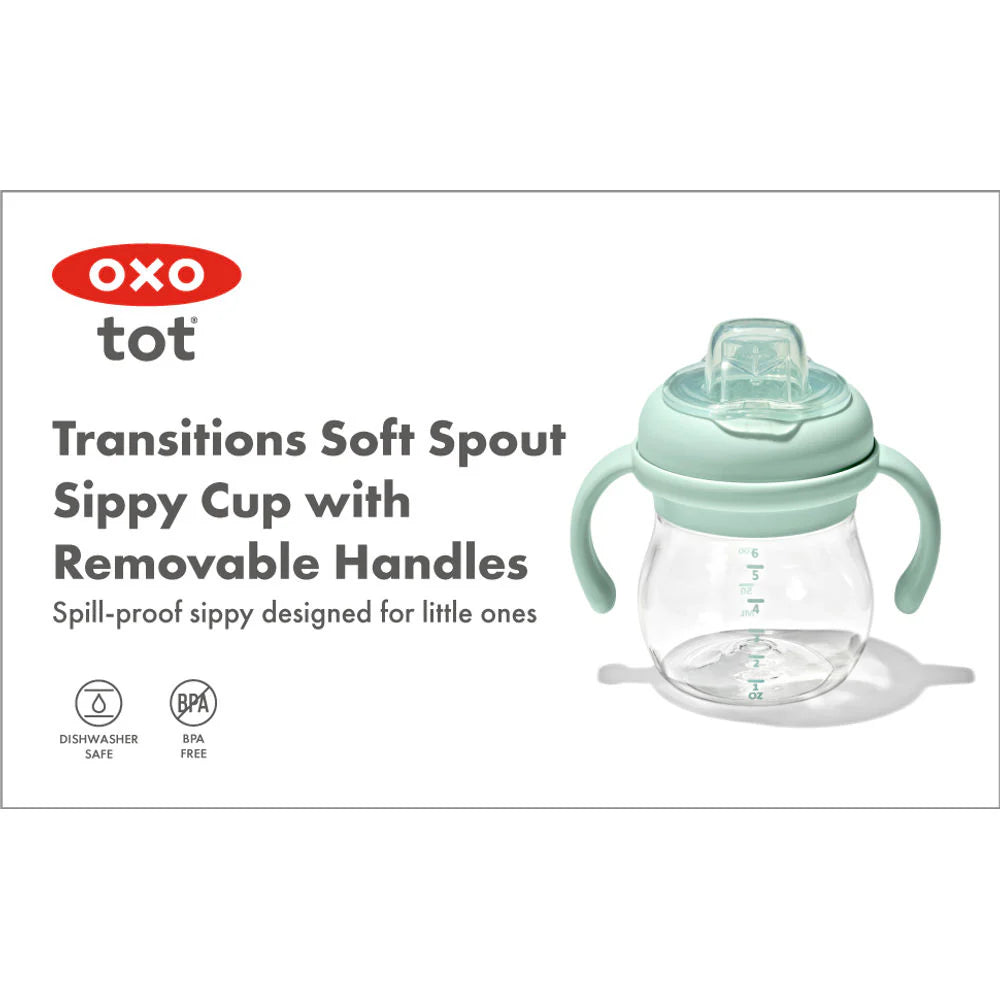 OXO Tot Transitions Soft Spout Sippy Cup With Removable Handles 6oz -Opal