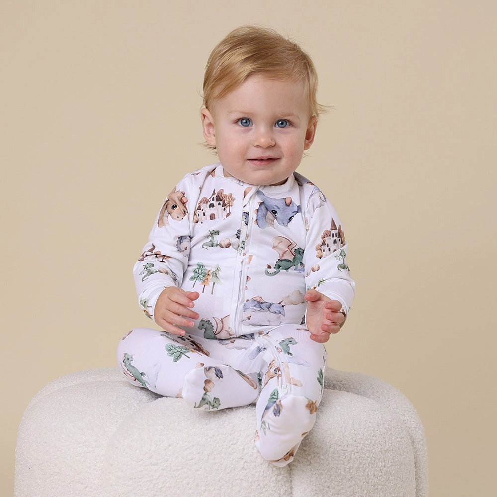 Snuggle Hunny Dragon Organic Snuggle Sleepsuit Zip Footie - Tiny Tots Baby Store 