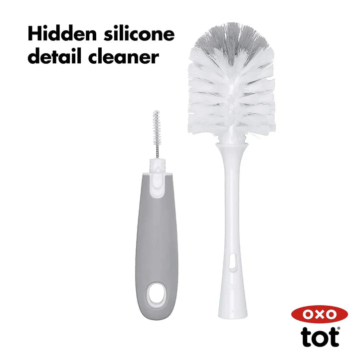 OXO Tot Bottle Brush with Detail Cleaner & Stand - Gray - Tiny Tots Baby Store 