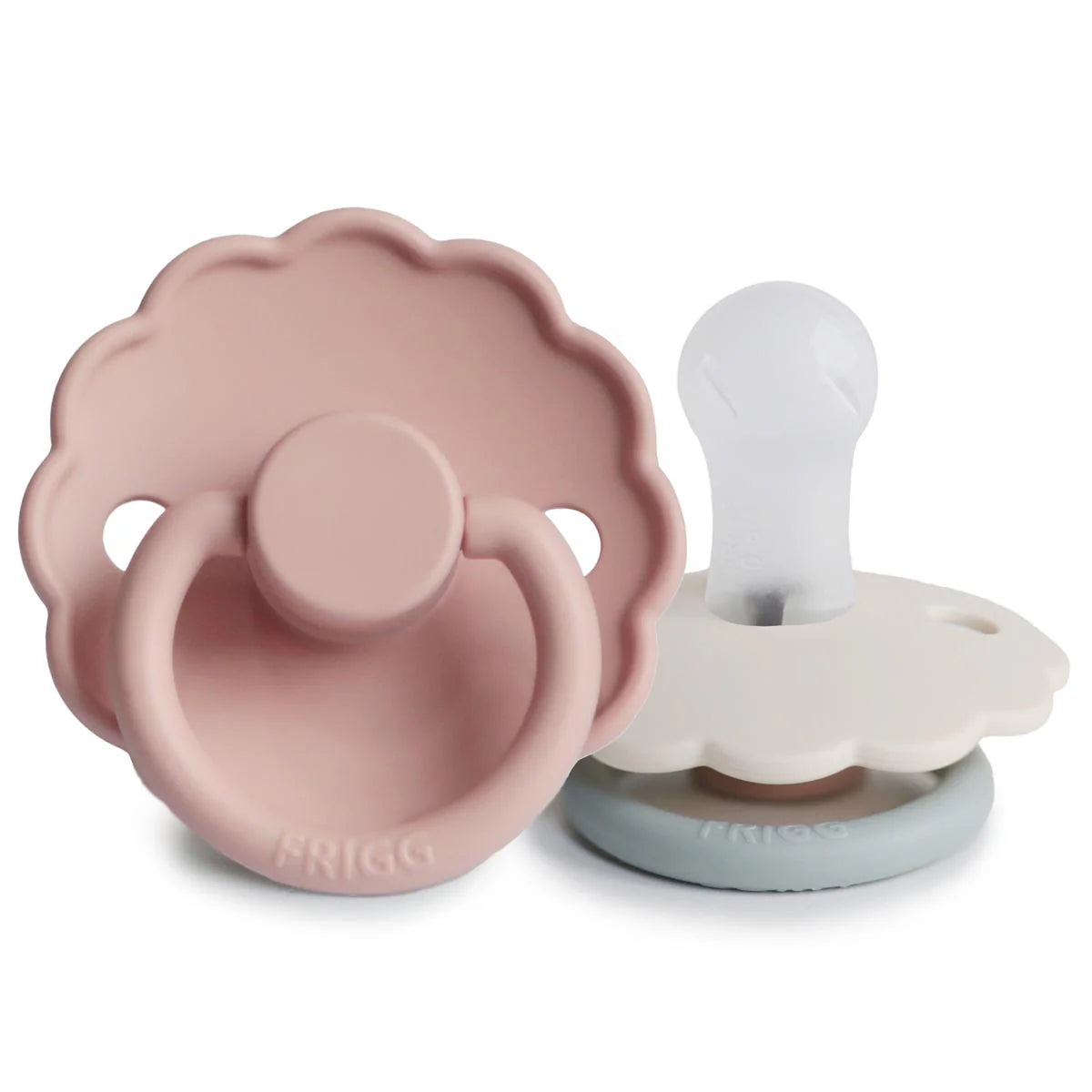 Frigg Daisy Pacifier 2 Pack Silicone Blush and Cotton Candy - Tiny Tots Baby Store 