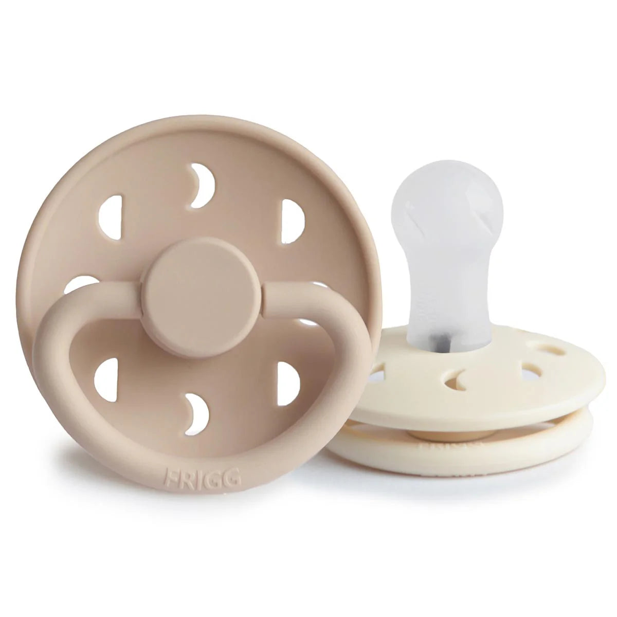 FRIGG Moon Pacifier 2 Pack Silicone Croissant and Cream - Tiny Tots Baby Store 