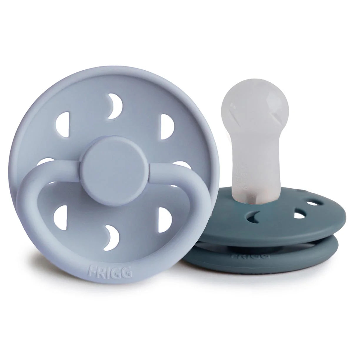 Frigg Moon Pacifier 2 Pack Silicone Powder Blue and Slate - Tiny Tots Baby Store 