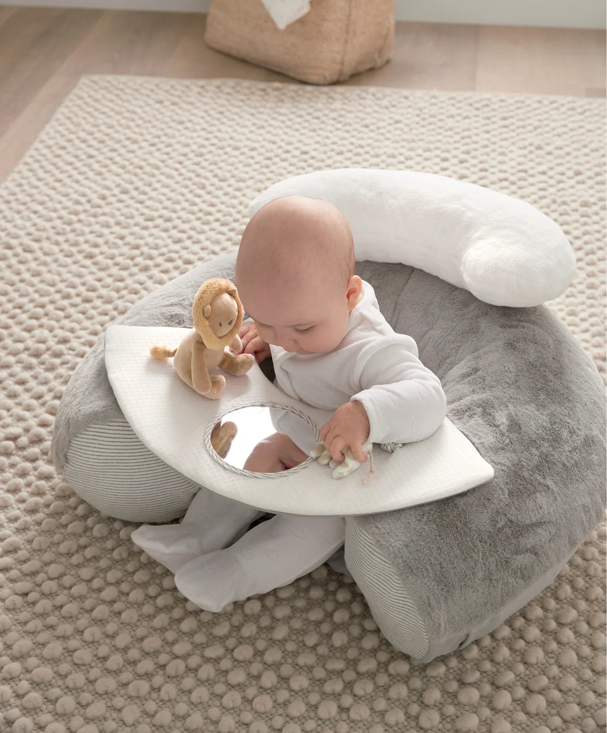 MaMas & Papas Sit & Play Baby Floor Seat Welcome to the World Grey Born to be Wild