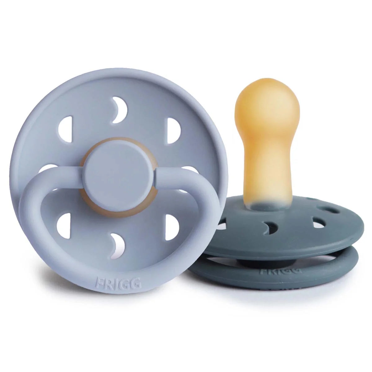 Frigg Moon Pacifier 2 Pack Latex Powder Blue and Slate - Tiny Tots Baby Store 