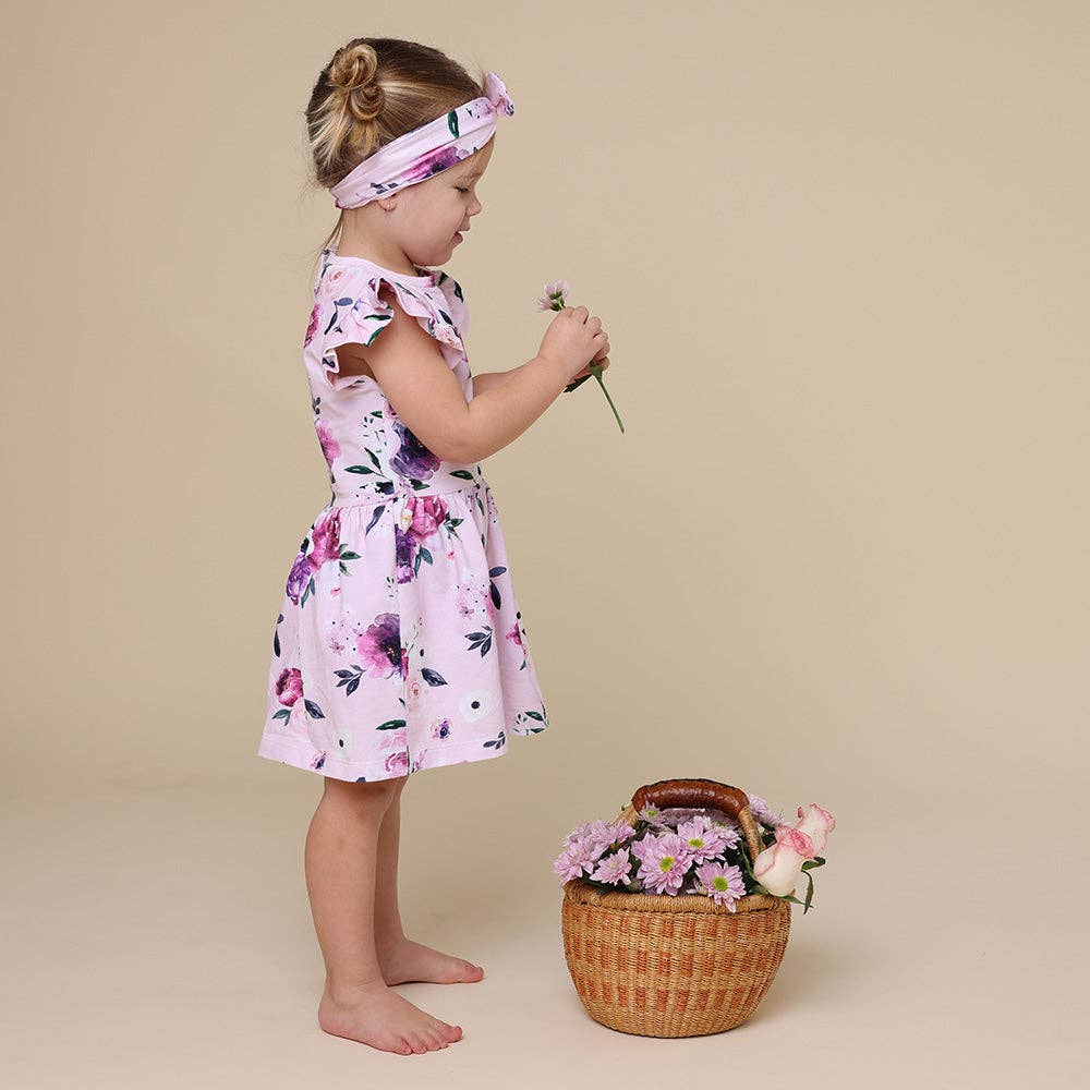 Snuggle Hunny - Floral Kiss Short Sleeve Organic Dress - Tiny Tots Baby Store 