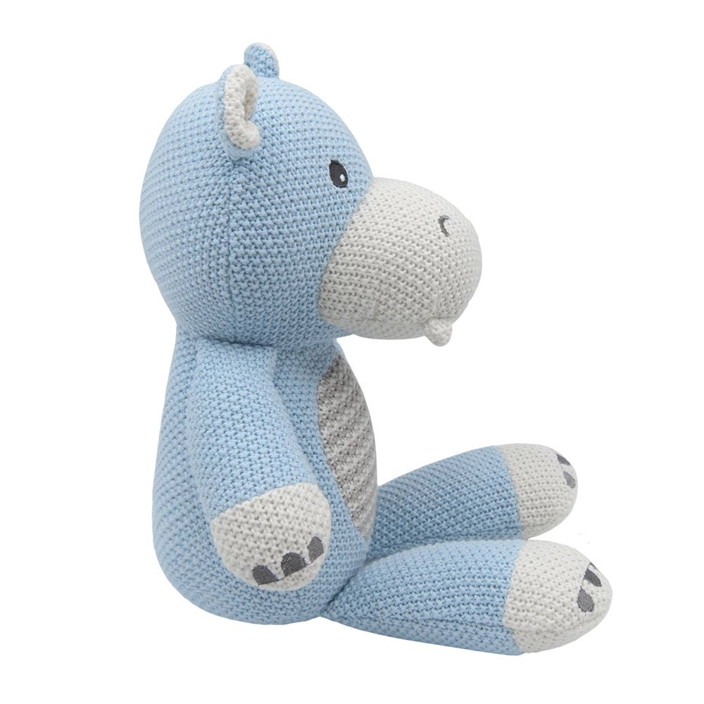 Living Textiles Henry the Hippo Knitted Toy - Tiny Tots Baby Store 