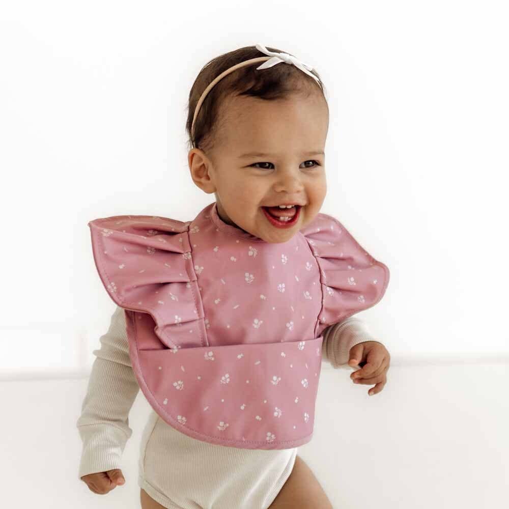 Snuggle Hunny - Pink Fleur Frill Snuggle Bib - Tiny Tots Baby Store 