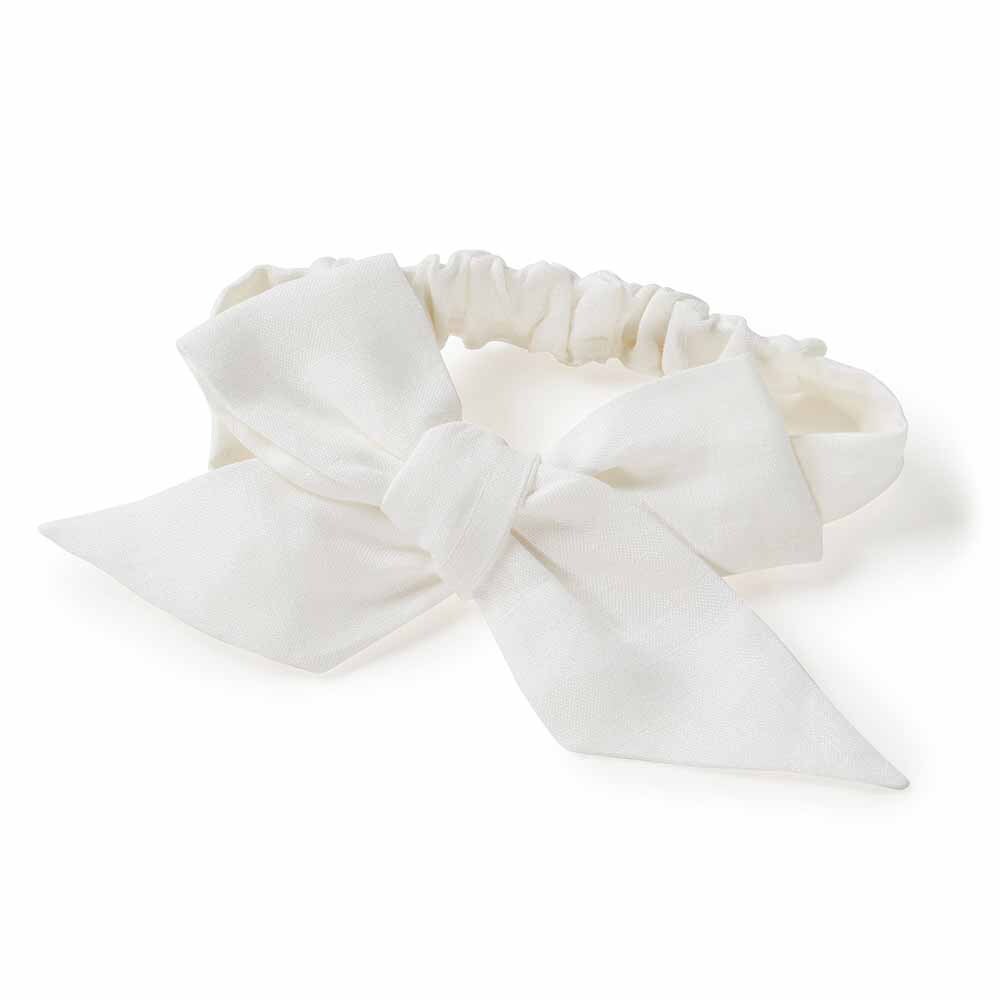 Snuggle Hunny White Pre-Tied Linen Bow - Baby & Toddler - Tiny Tots Baby Store 