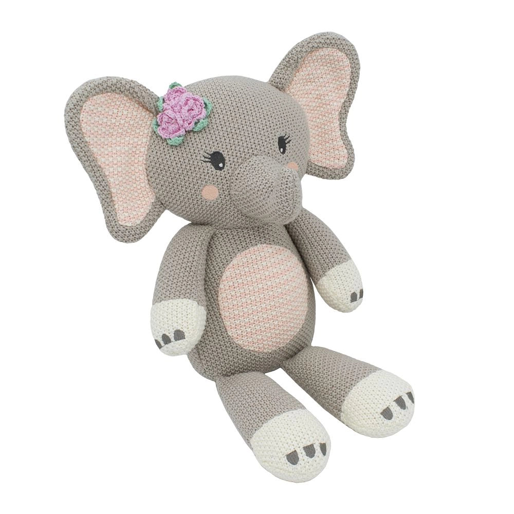 Living Textiles Knitted Soft Toy Ella the Elephant Knitted Toy - Tiny Tots Baby Store 