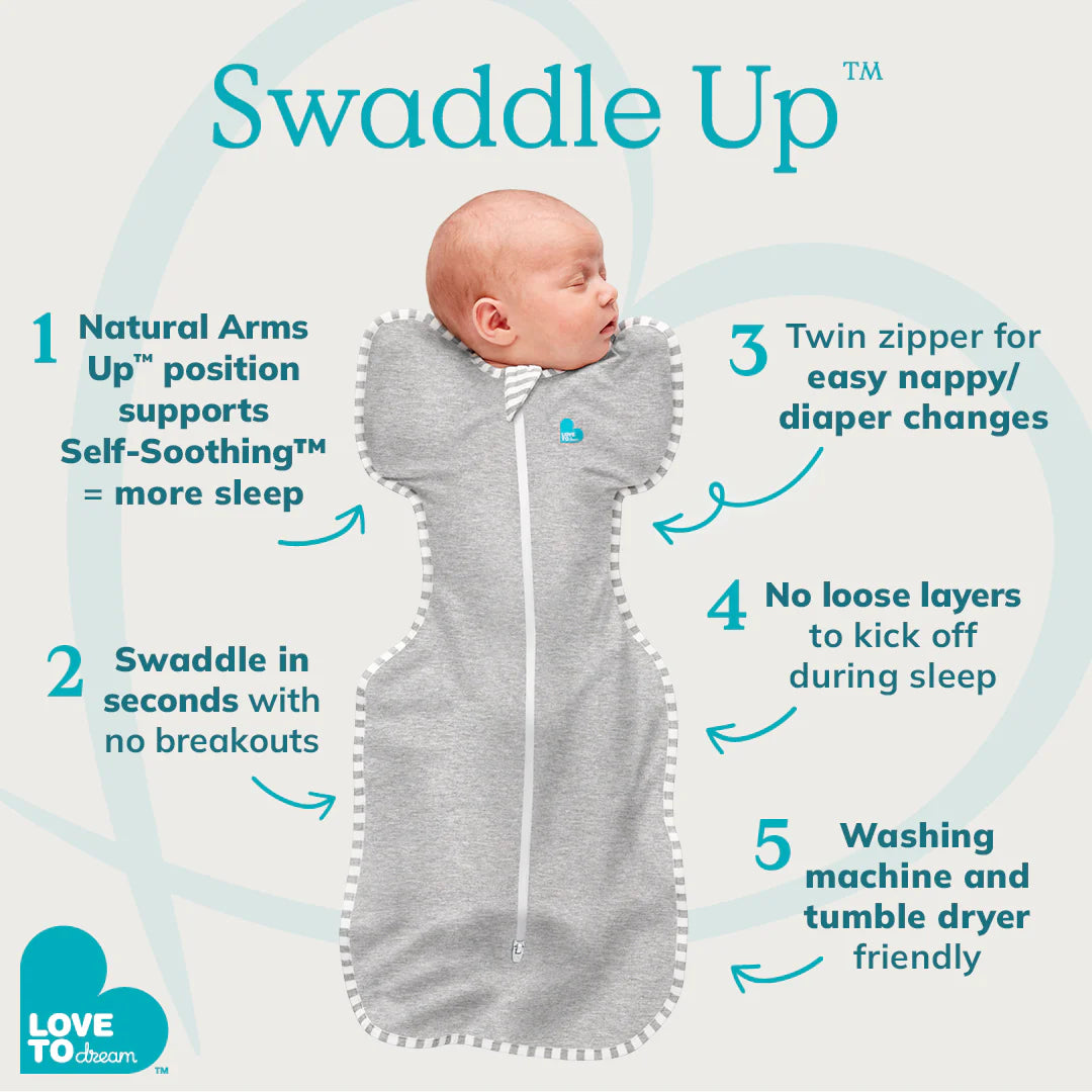 Love To Dream Swaddle UP Transition Bag 2.5 Tog Dreamer White - Tiny Tots Baby Store 