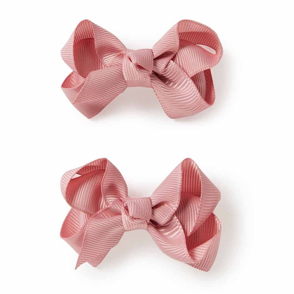 Snuggle Hunny Dusty Pink Piggy Tail Hair Clips - Pair - Tiny Tots Baby Store 