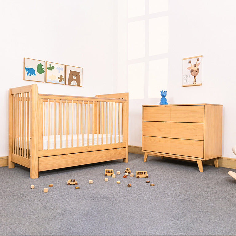 Sweet Pea Ollie cot and Ollie 3drawer chest and Luxury pocket spring mattress( ETA Mid Jan) - Tiny Tots Baby Store 