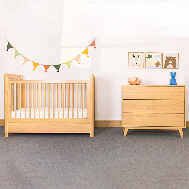 Sweet Pea Ollie cot and Ollie 3drawer chest and Luxury pocket spring mattress( ETA Mid Jan) - Tiny Tots Baby Store 