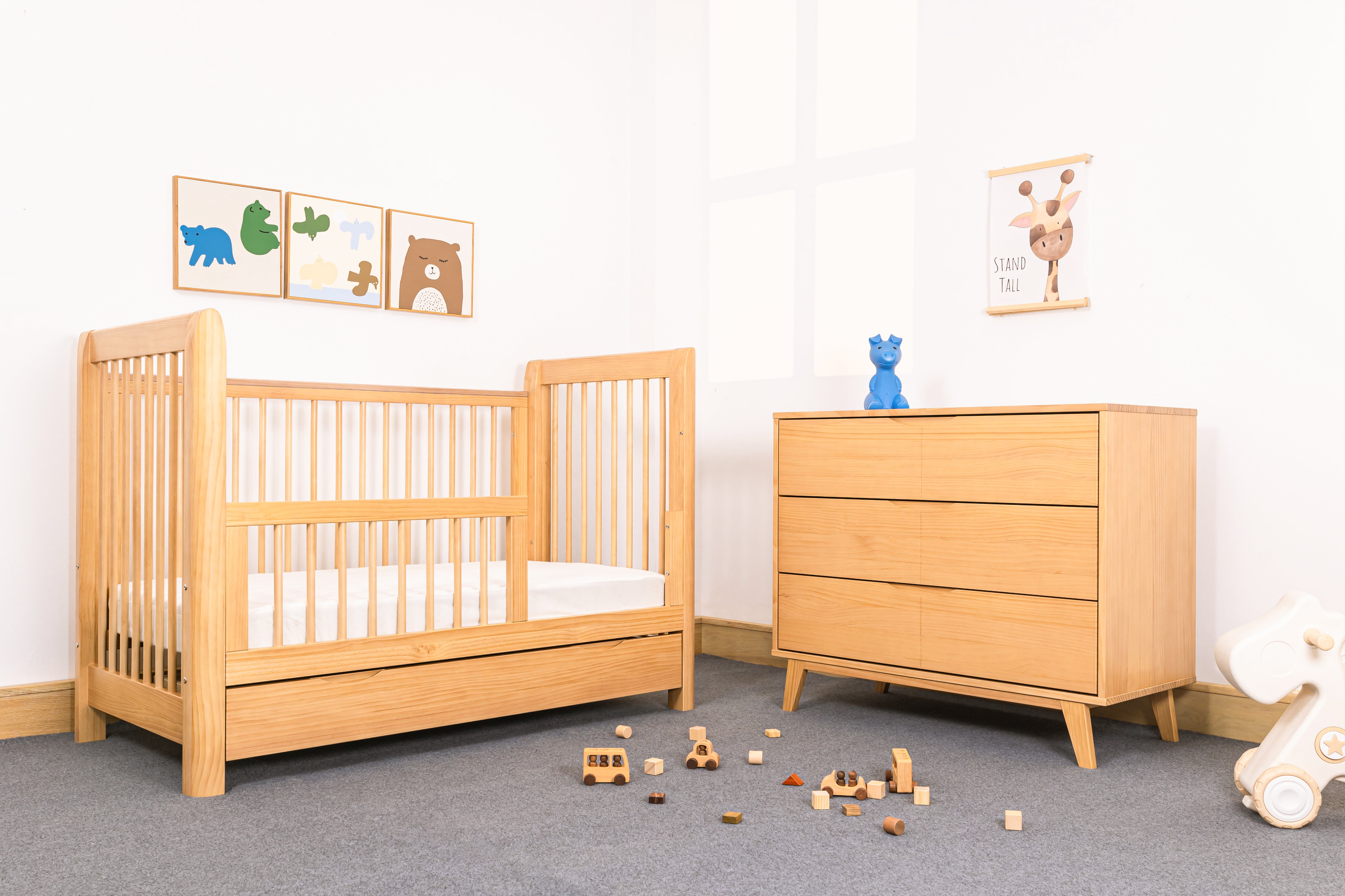 Sweet Pea Ollie cot and Ollie 3drawer chest and Luxury pocket spring mattress( ETA Mid Jan) - Tiny Tots Baby Store 