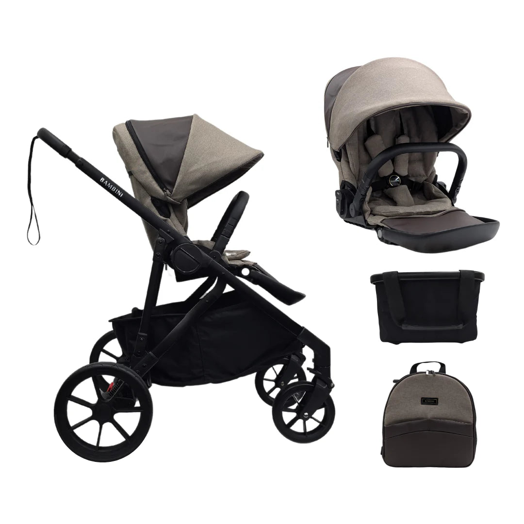 Bambini LISBON Single-to-Double Pram -Two Seat Bundle (ETA End FEB) - Tiny Tots Baby Store 