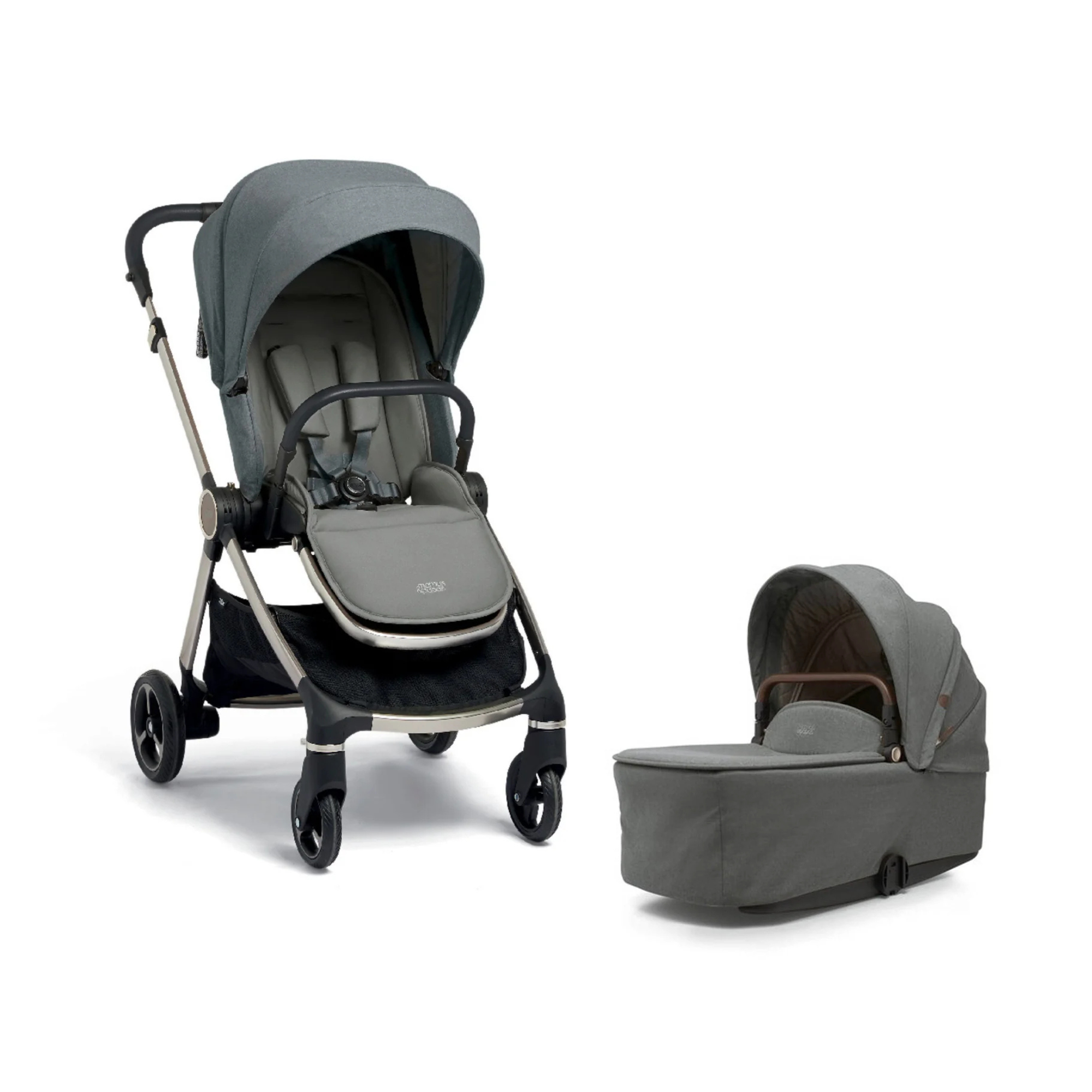 Mamas & Papas Strada Pram & Bassinet Package -Grey Melange - Tiny Tots Baby Store 