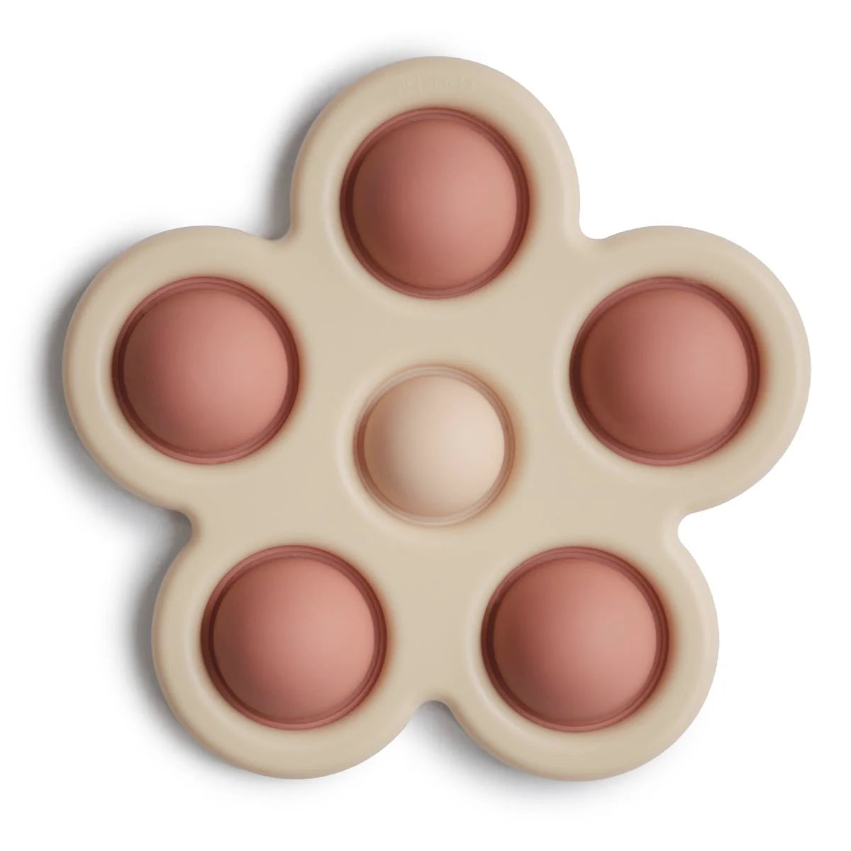 Mushie Flower Press Toy Rose/Blush/Shifting Sand - Tiny Tots Baby Store 