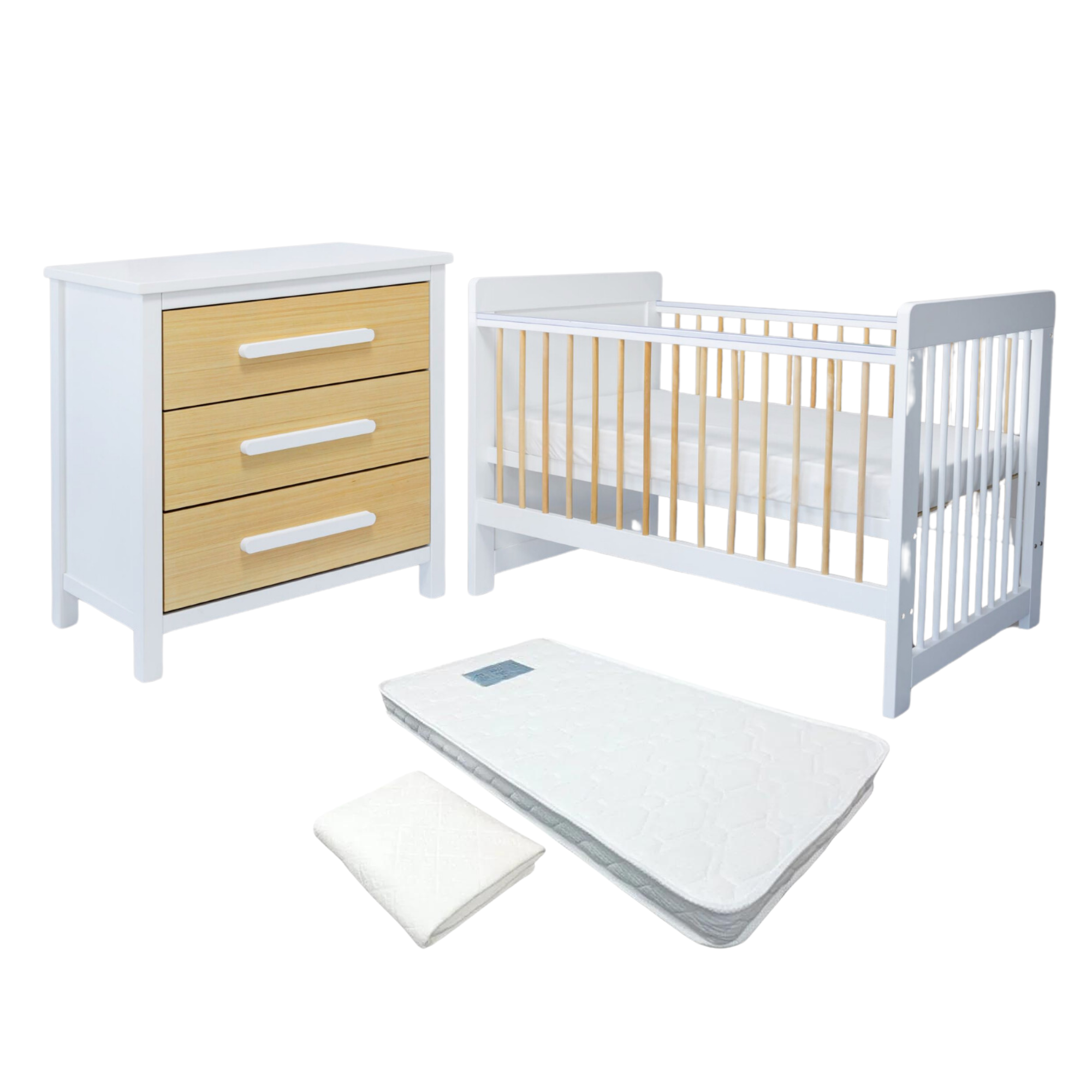 Sweet Pea Ella Cot and Chest Package Free Mattress Protector - Tiny Tots Baby Store 