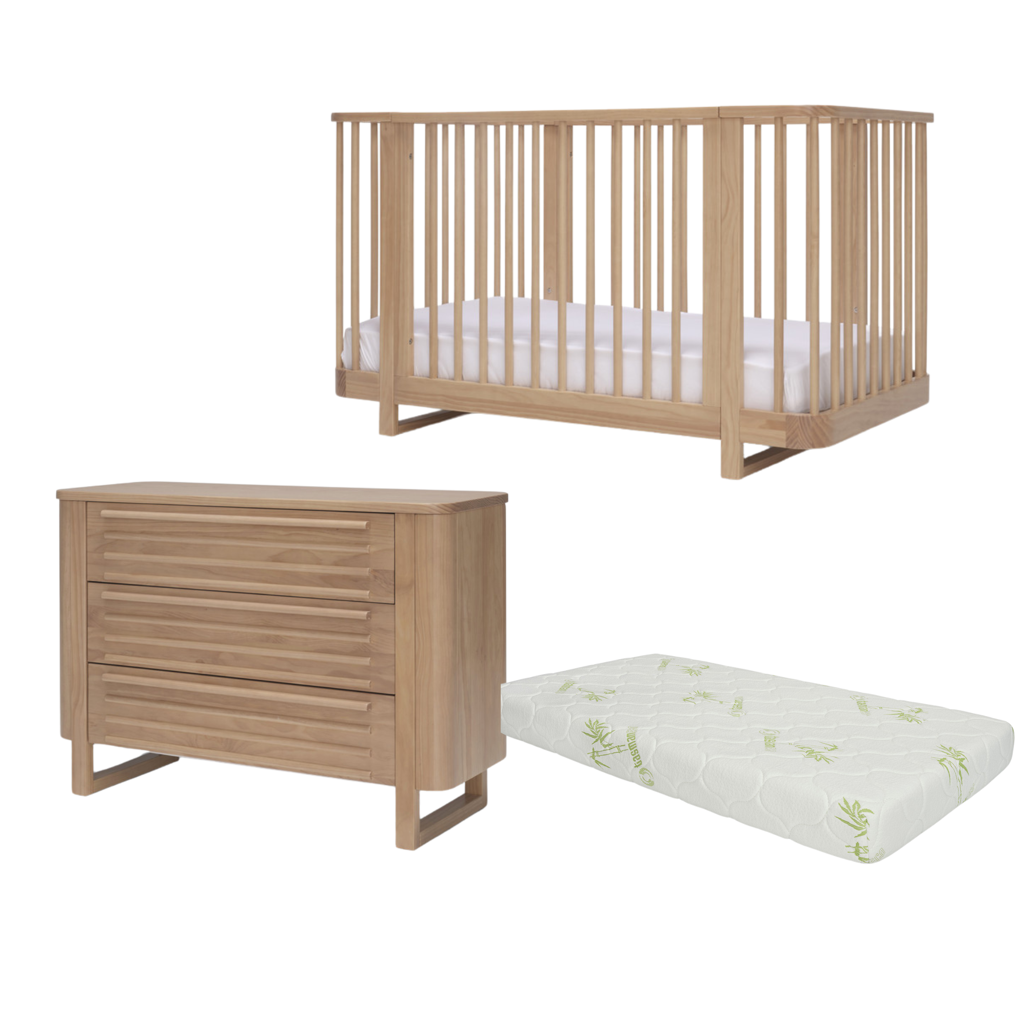 Tasman Eco Pisa Cot, Mattress and Dresser- Sandstone ( ETA Late Jan) - Tiny Tots Baby Store 