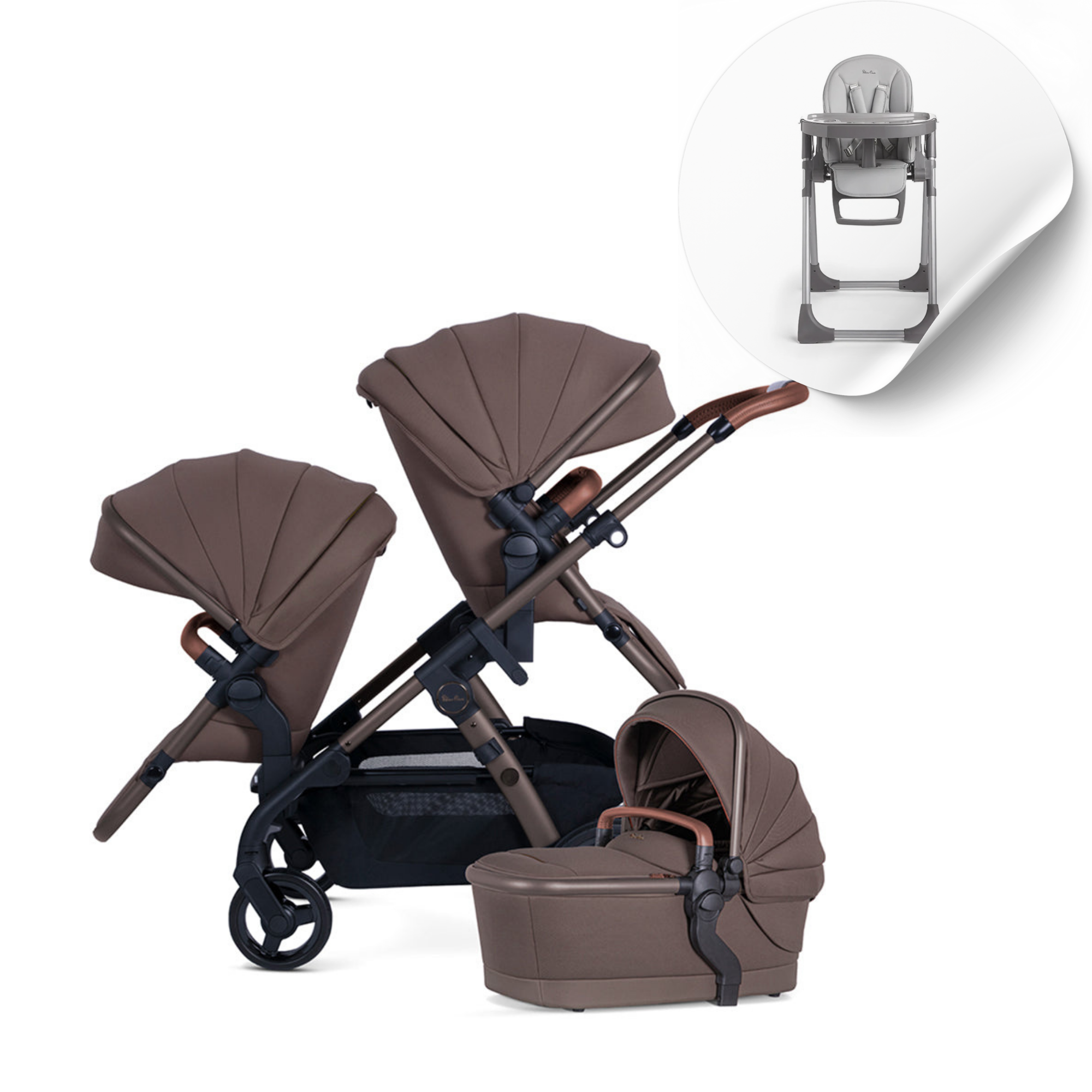 Silver Cross Wave 3 Caramel (incl tandem seat) FREE SilverCross High Chair worth $399