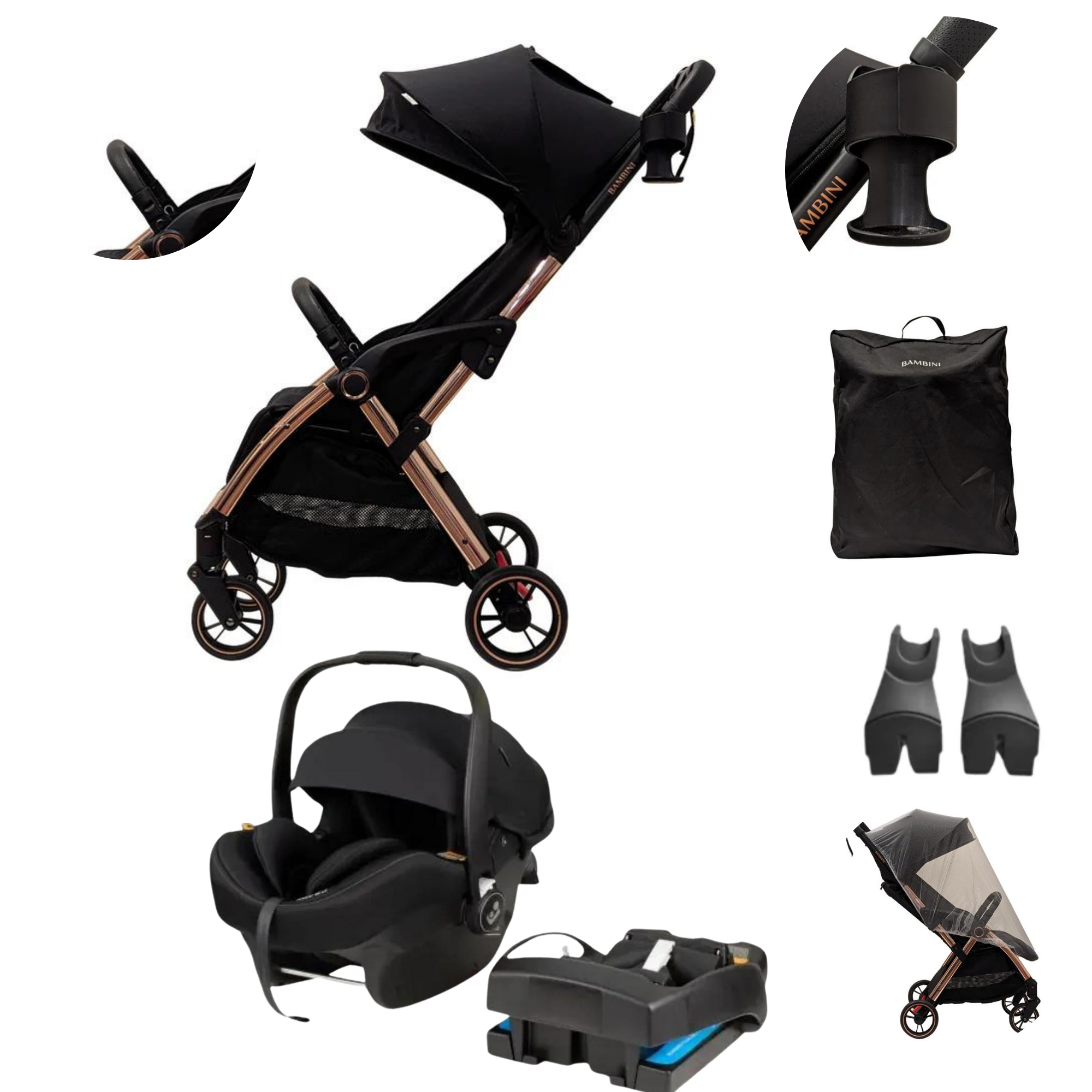 Bambini Prams Paris Travel Stroller  Maxi Cosi Capsule with base Package - Tiny Tots Baby Store 