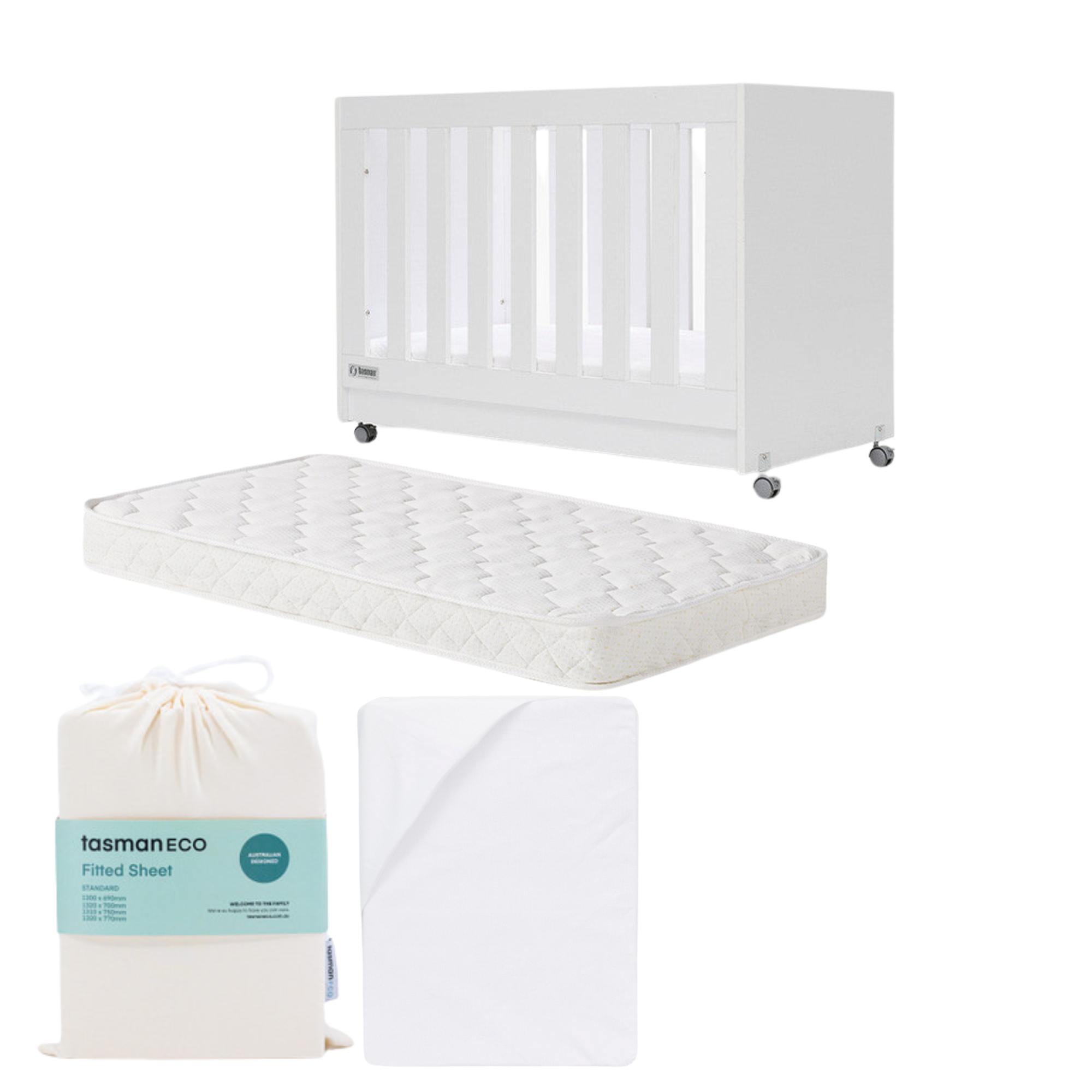 Tasman Eco Eden Compact Cot Pocket SPRING Mattress Complete Package - Tiny Tots Baby Store 