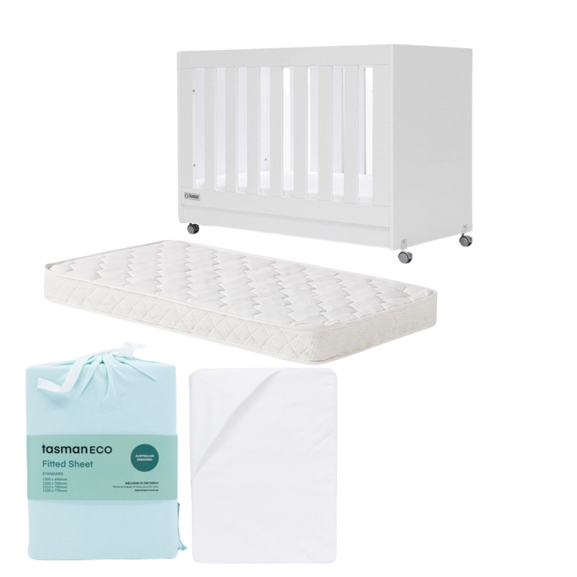 Tasman Eco Eden Compact Cot Pocket SPRING Mattress Complete Package - Tiny Tots Baby Store 