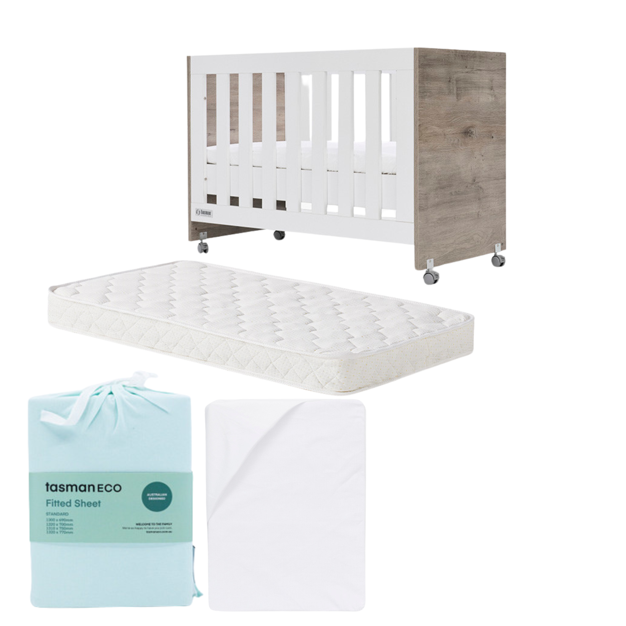 Tasman Eco Eden Compact Cot Pocket SPRING Mattress Complete Package - Tiny Tots Baby Store 