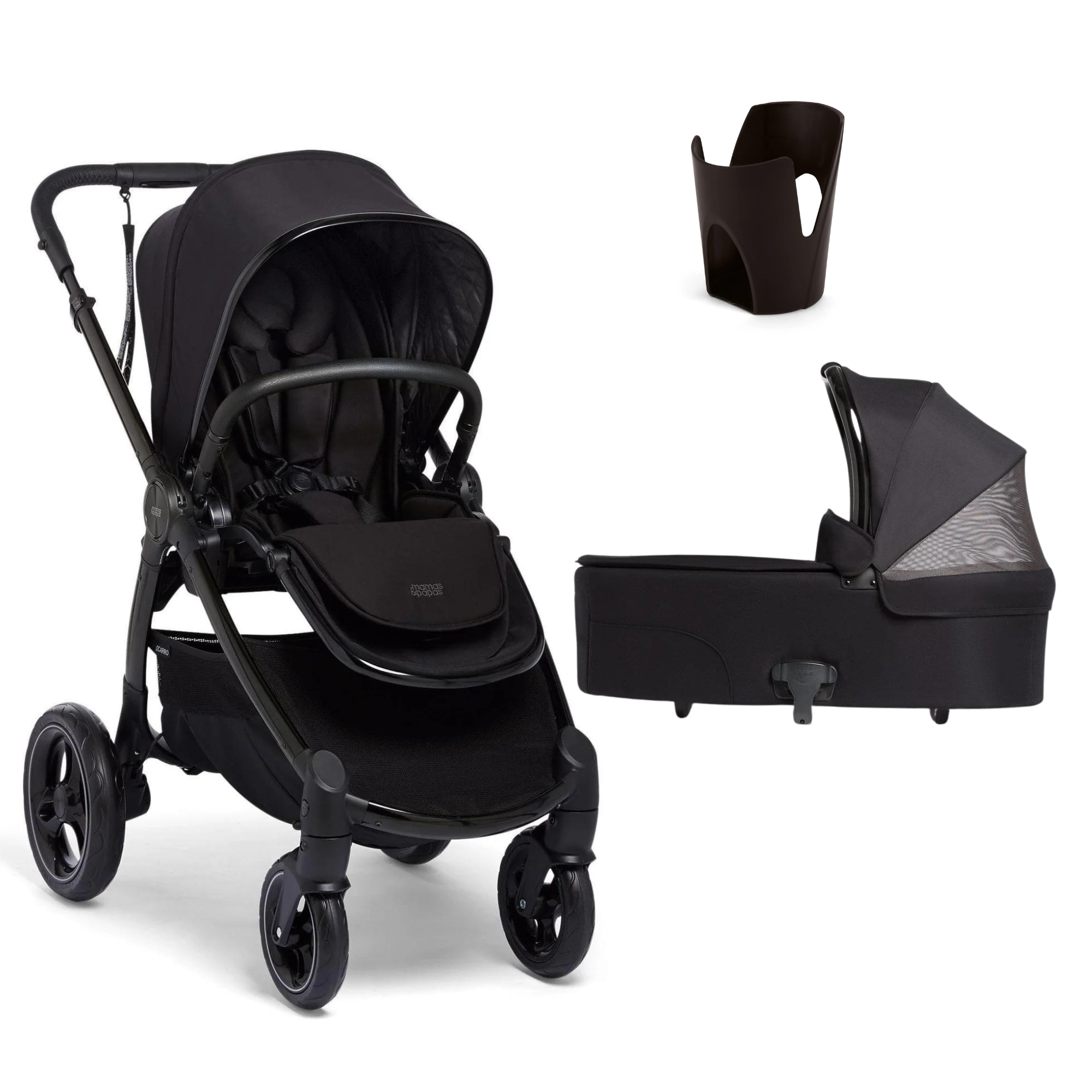 Mamas & Papas Ocarro All-Terrain Pram + Bassinet Carbon ( Intro Offer Free Cup Holder) - Tiny Tots Baby Store 