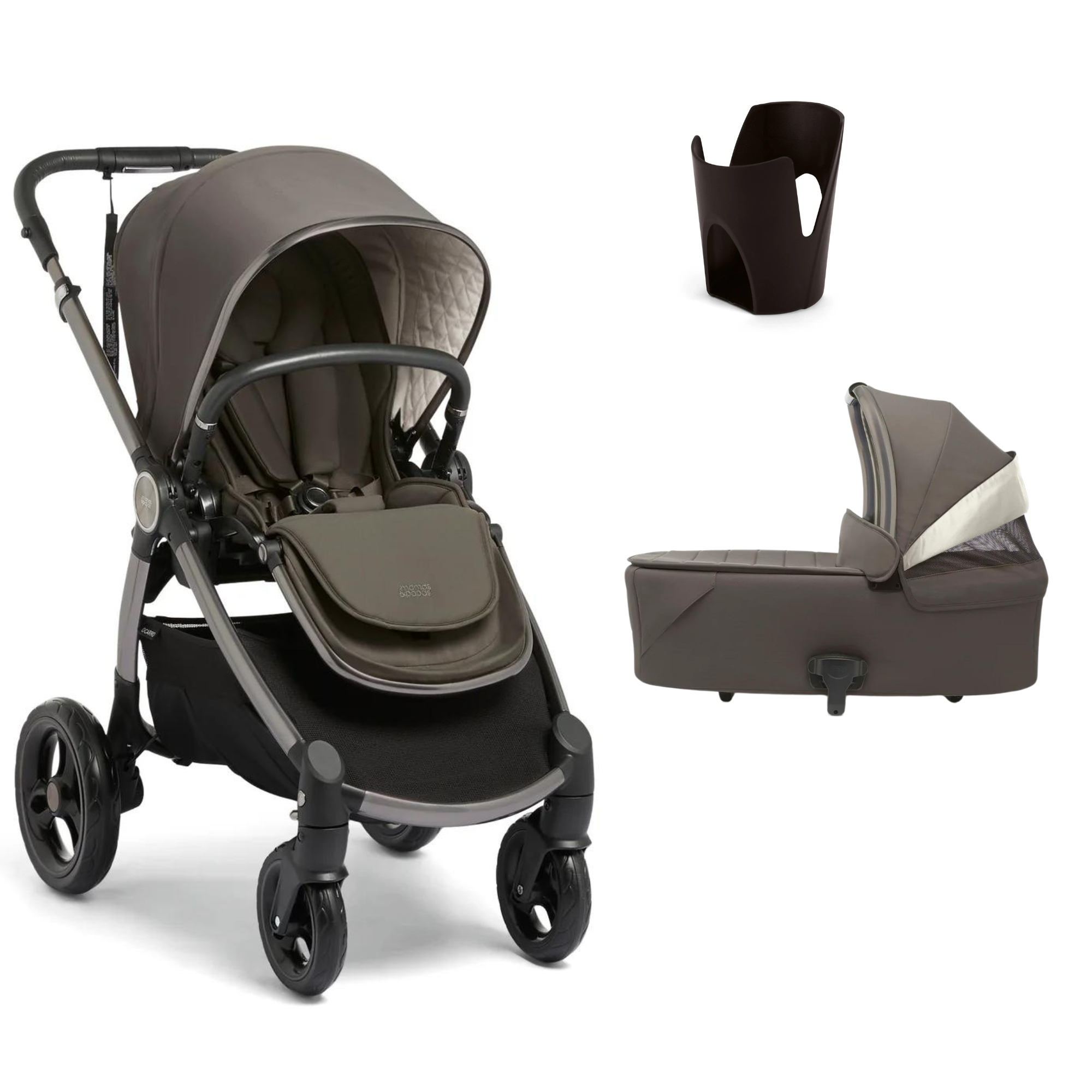 Mamas & Papas Ocarro All-Terrain Pram + Bassinet  Phantom (Intro Offer Free Cup Holder) - Tiny Tots Baby Store 