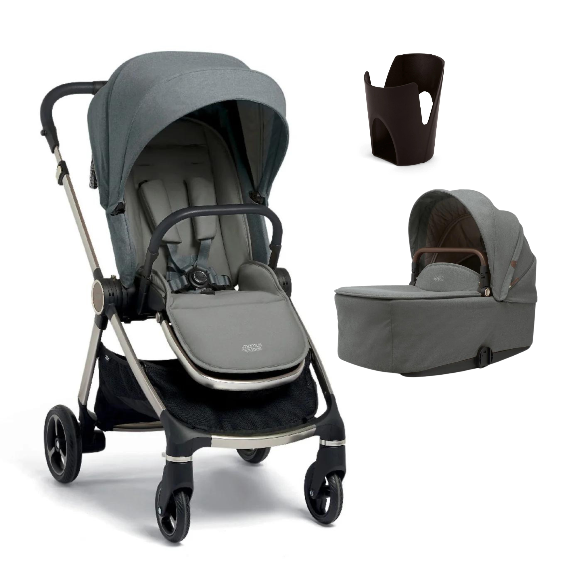 Mamas & Papas Strada Pram Bundle (3 Pieces) - Grey Melange - Tiny Tots Baby Store 