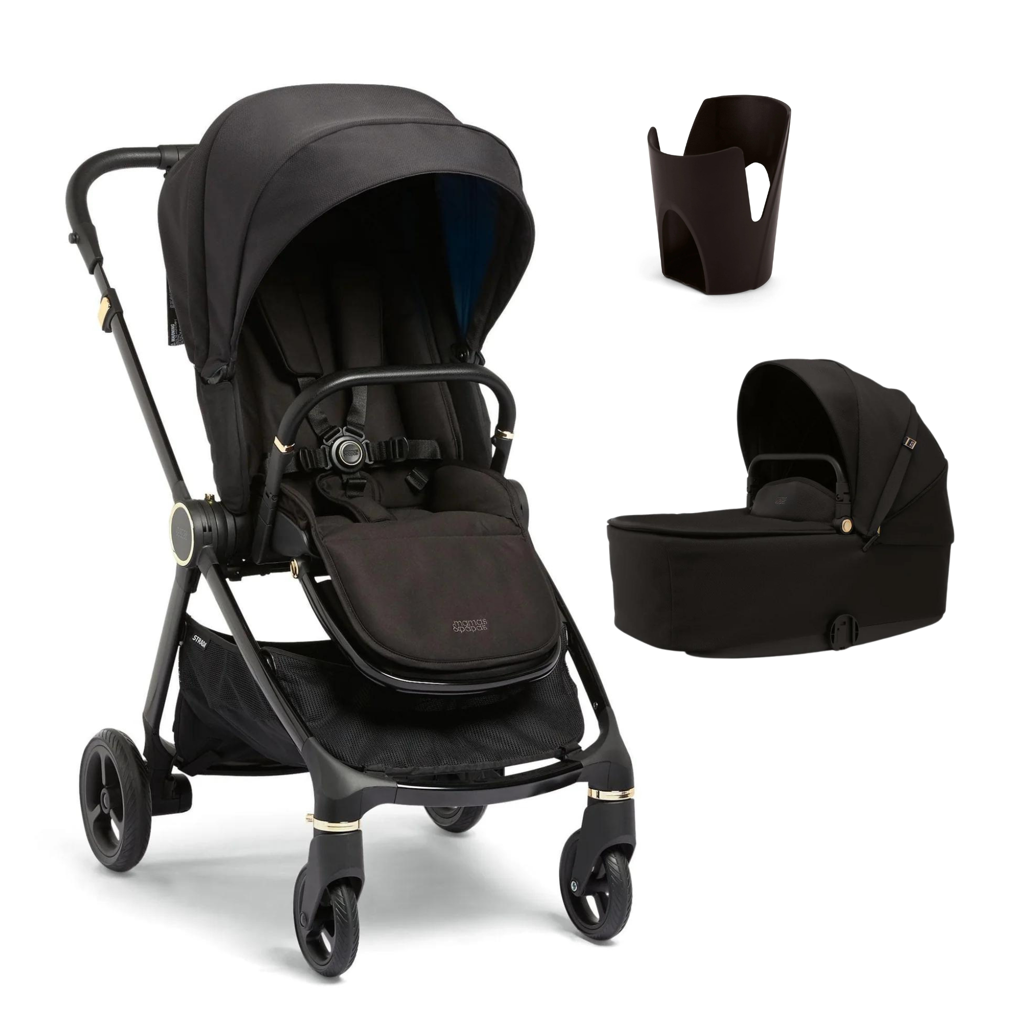 Mamas & Papas Strada Pram and Bassinet Package -Black Diamond - Tiny Tots Baby Store 