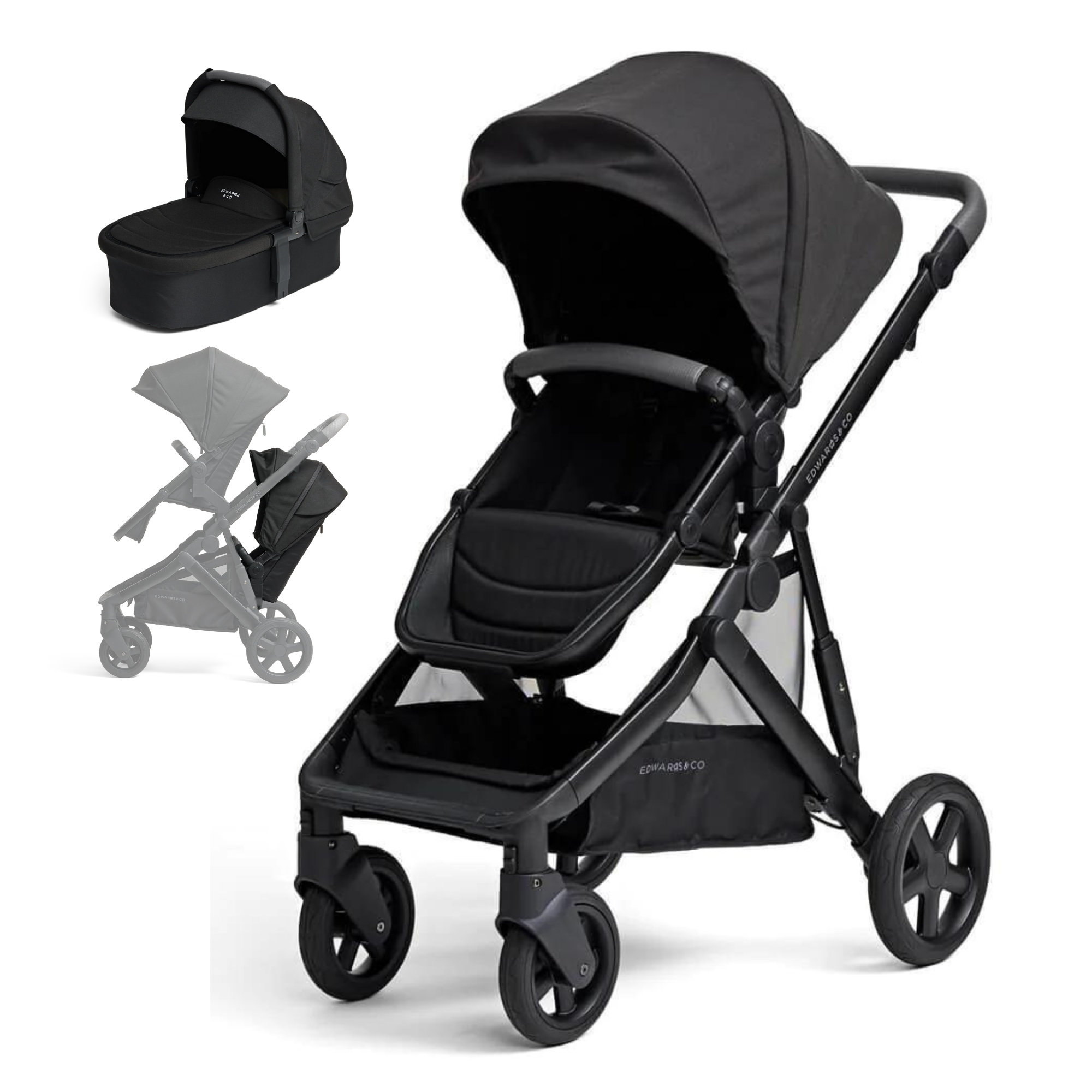 Edwards & Co Olive Stroller Complete Package (Bassinet & Second Seat) - Tiny Tots Baby Store 